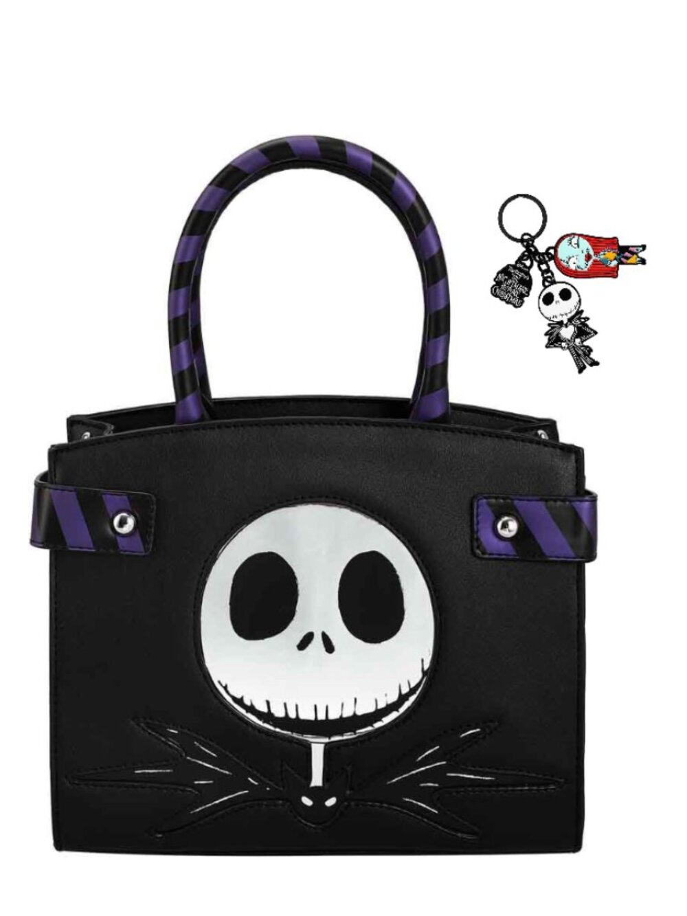 Nightmare Before Christmas Jack Skellington Handbag with Jack and Sally Keychain